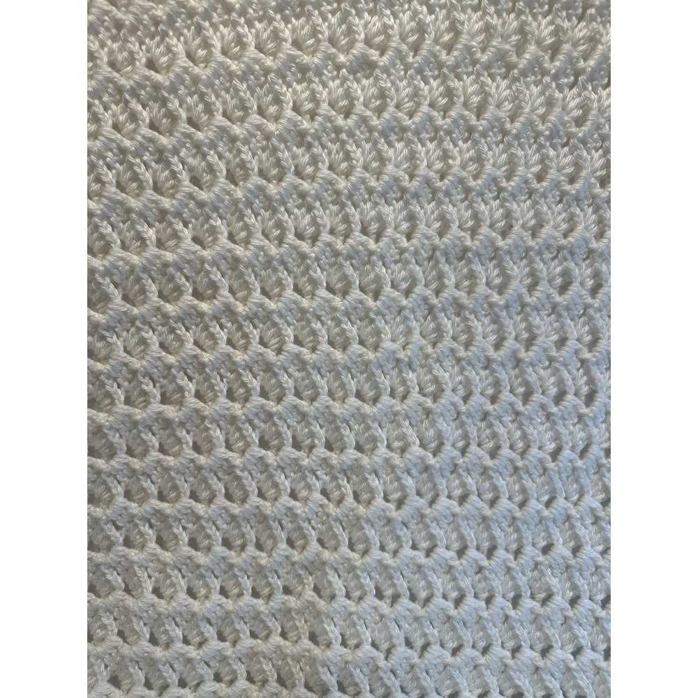 Vintage Handmade CROCHET AFGHAN BABY BLANKET Cream Pink Border 38"X 42" Bear‎ - Picture 7 of 9
